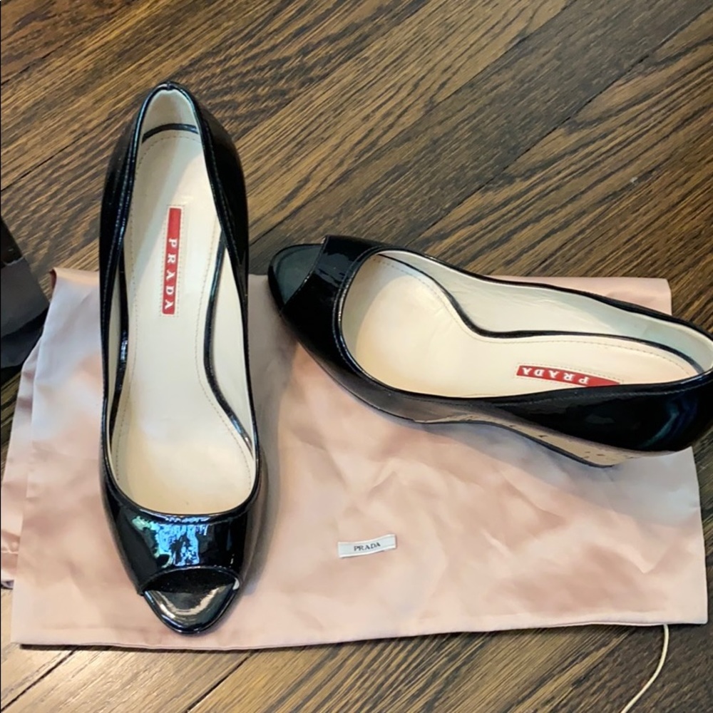 Prada Patent Leather and Cork Espadrilles